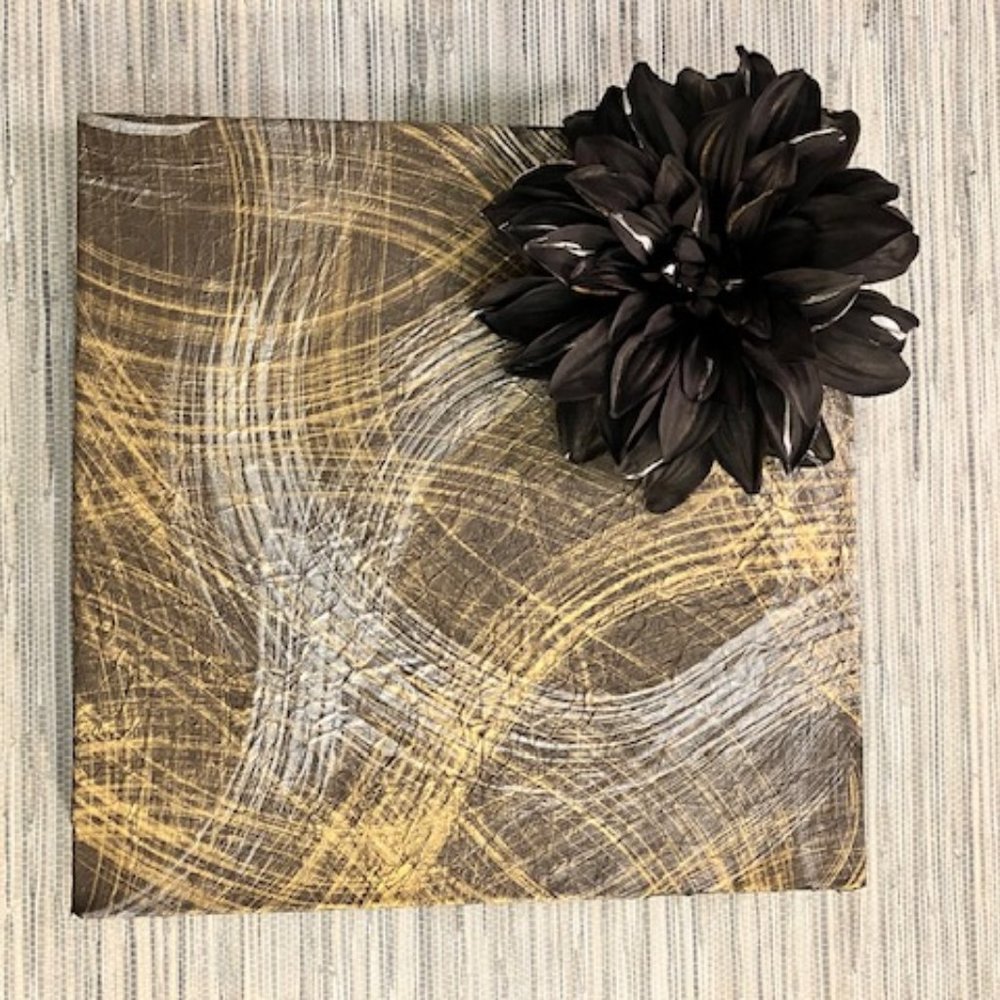 Artisan Original on Canvas - Black/Silver/Gold - 12 inches X 12 inches
